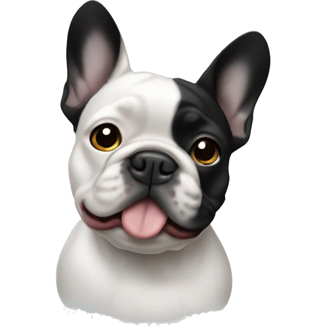 Black and white frenchie emoji