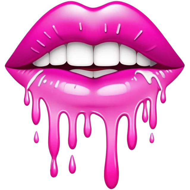 White paint dripping from hot pink ombre glittery lips emoji