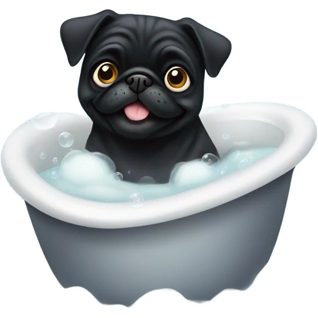 Black pug taking a bath emoji