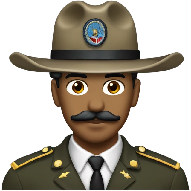Brown man with a mustache in a us army cavalry stetson with a captains rank   emoji