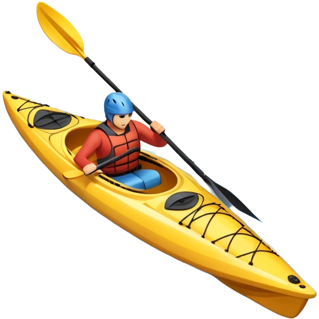 An icon showing a close-up of a kayak gliding over rippling water, with a double-bladed paddle in motion and splashes around. The sleek shape of the boat and dynamic strokes highlight the speed and precision of kayaking. Transparent background emphasizes the energy of the sport. emoji