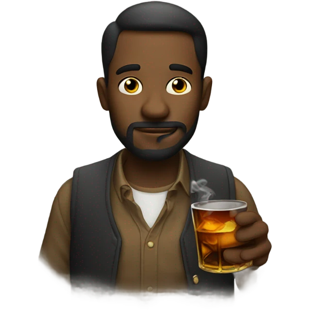 Guy smoking and drinking whiskey  emoji