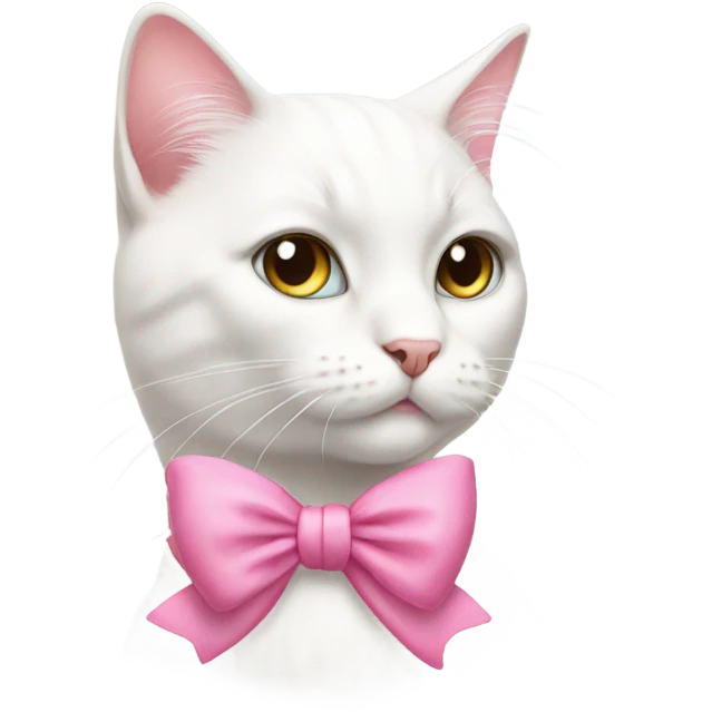 White cat with a pink bow emoji