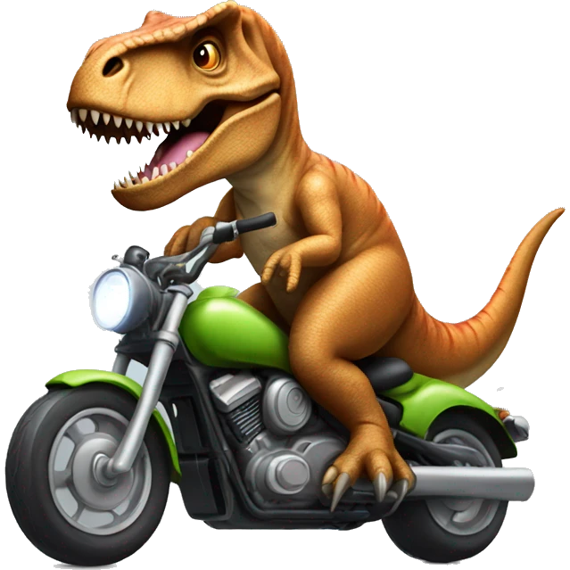 A T-rex riding a motorcycle emoji