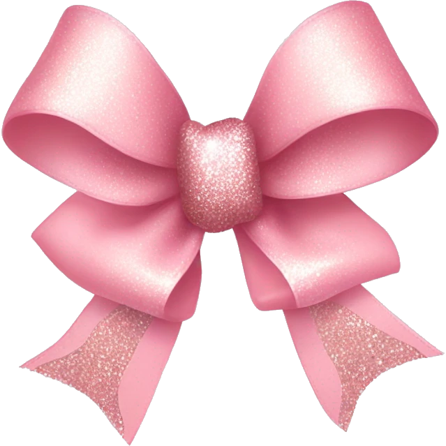 light pink ribbon bow, glitter, with shimmering star on it emoji
