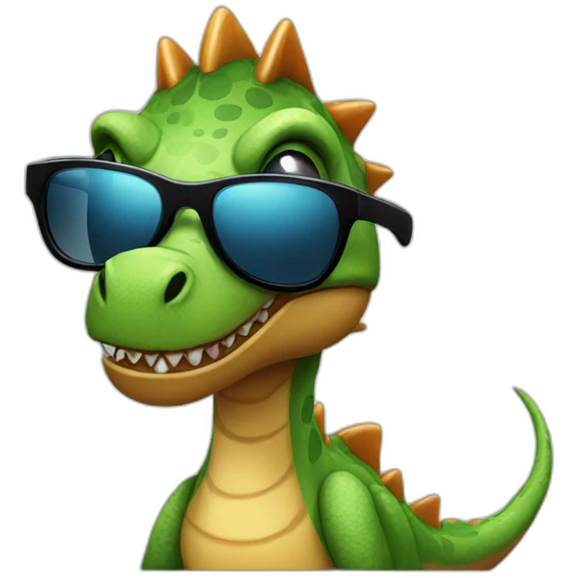 Dinosaur with sunglasses and a mix table emoji