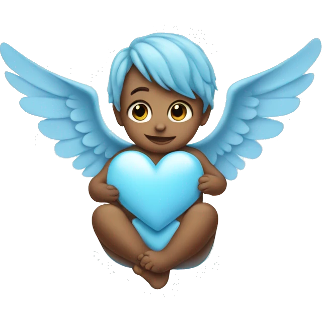 Baby blue heart with wings emoji