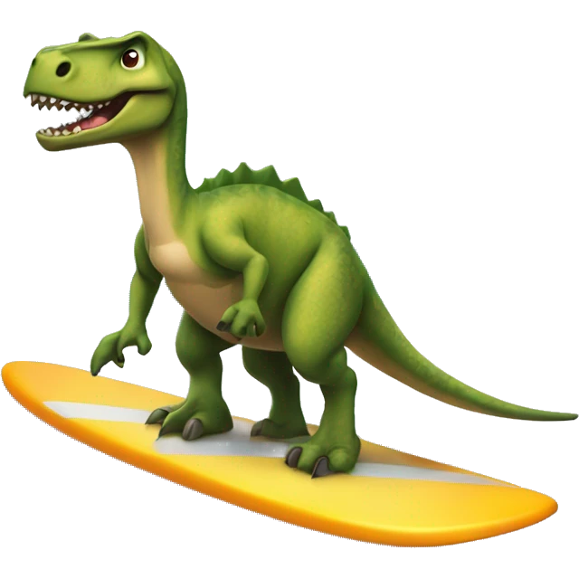 Dinosaurio en una tabla de surf  emoji