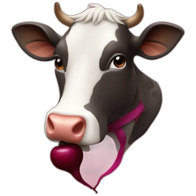 a cow is chewing a beet emoji