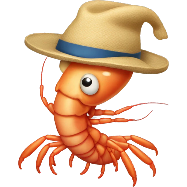 Shrimp with a hat emoji