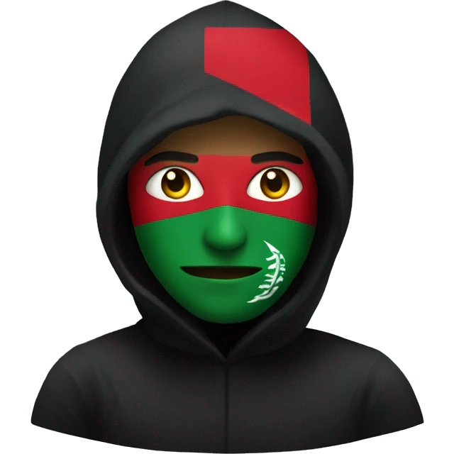 hacker wearing black with Oman flag color  emoji