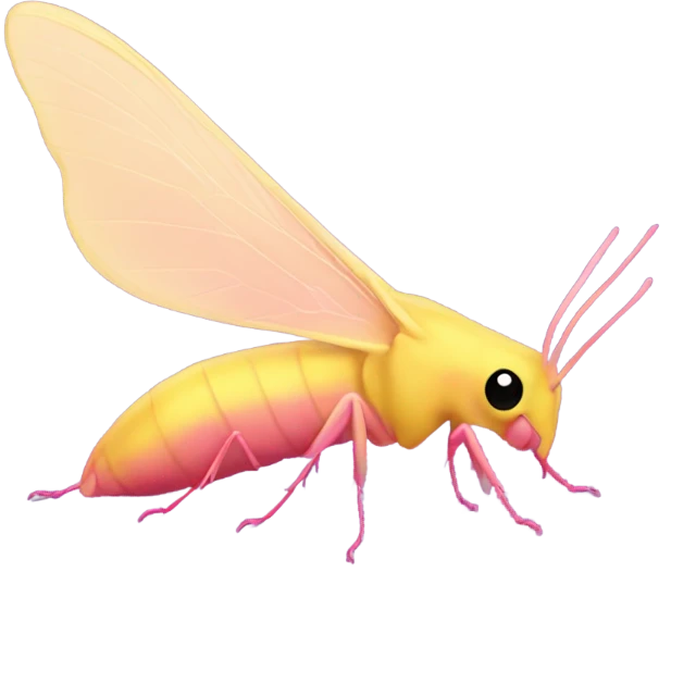 Rosy maple moth side profile with no mouth  emoji
