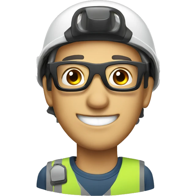 smiling man with safety helmet and glases emoji