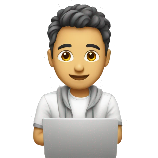 Chico blanco con laptop emoji
