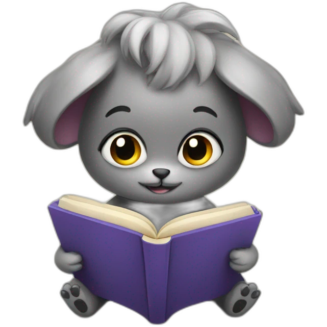 Cute creature reading a book emoji