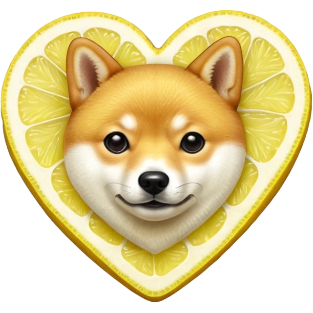 Shiba Jasper realistic heart shaped lemon slice emoji