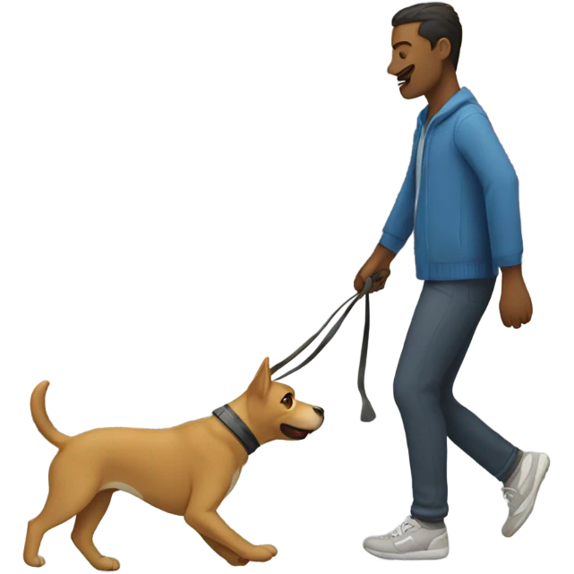Person getting pulled by dog while walking emoji
