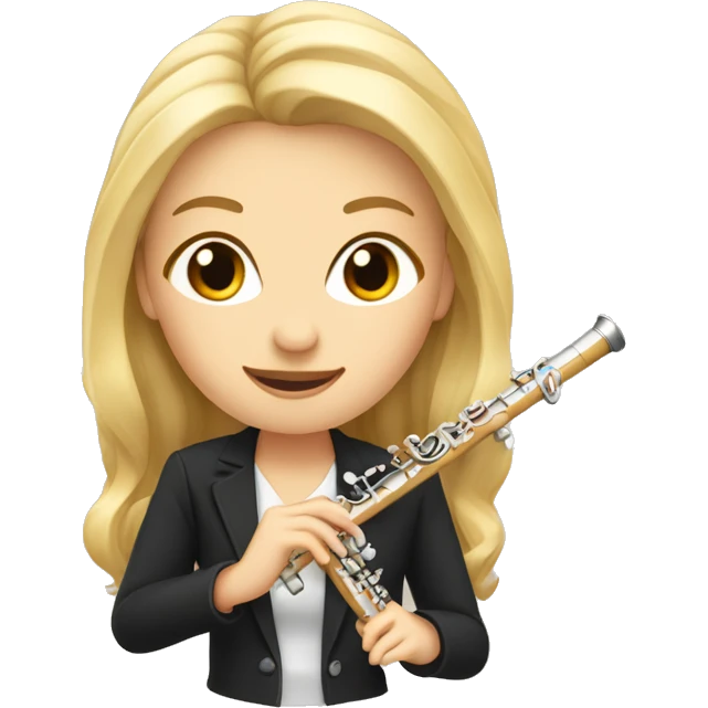 une joueuse de flute traversière avec cheveux blonds emoji