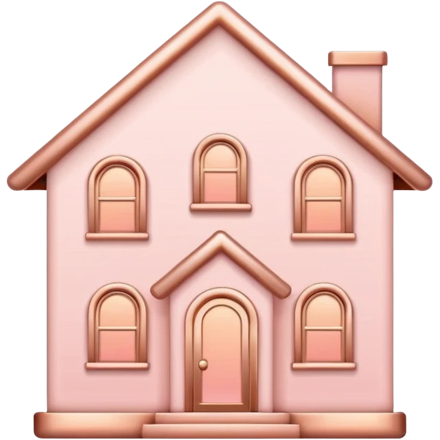 Home | vector icon of a feminine home icon in rose gold and blush pink, flat minimal design, soft glow, white background emoji