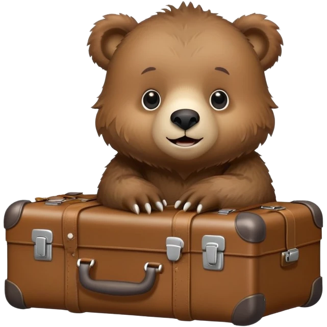 Baby Grizzly bear with a suitcase emoji