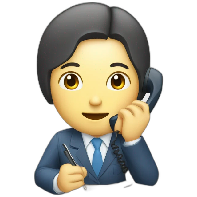 A Japanese office worker answering a phone call and taking notes emoji