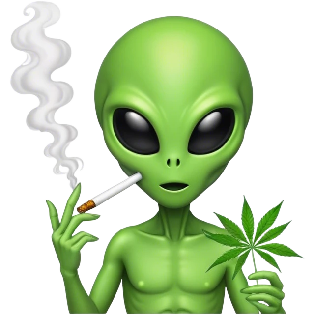 Alien with weed emoji