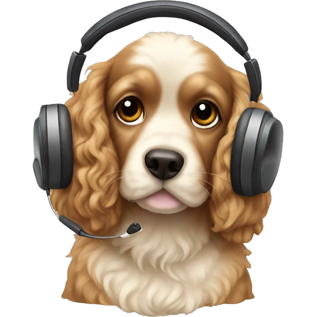 Cocker poo eating a headphone  emoji