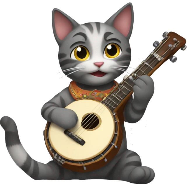 Cat playing a banjo emoji