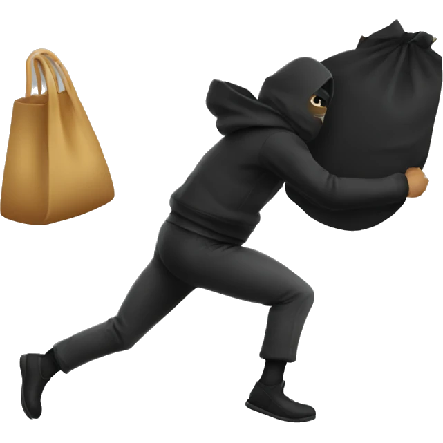 robber running to the left with a black bag emoji