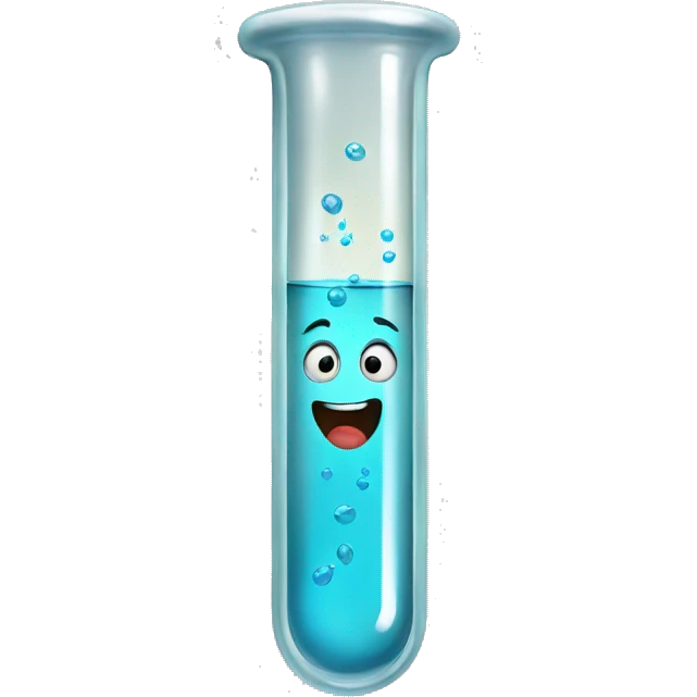 A test tube with a rampant expression emoji
