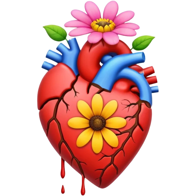 Heart growing a flower through a crack emoji