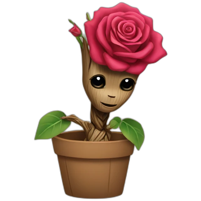 Groot qui tient une rose emoji