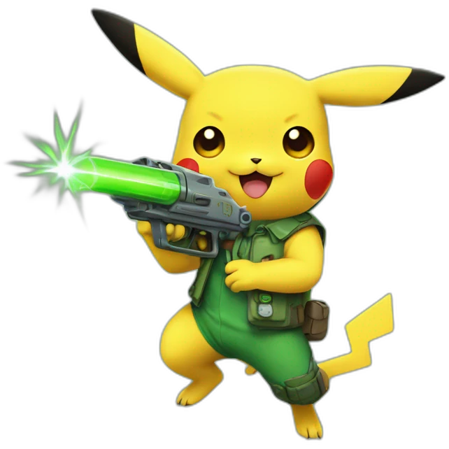 pikachu with green raygun emoji