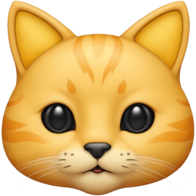 a bright yellow cat head with black eyes and not too chubby cheeks and looks exactly like the youtuber thinknoodles and a black nose and doesnt look realistic emoji