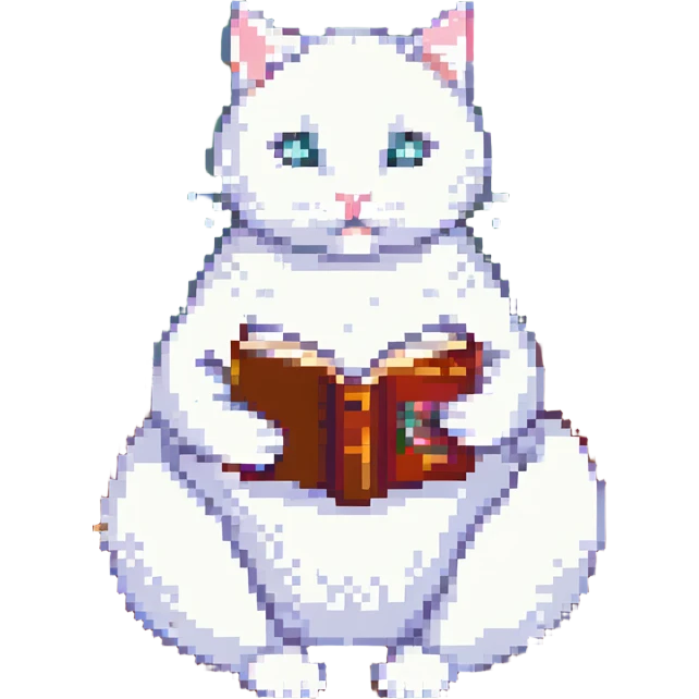 white cat reading a book emoji