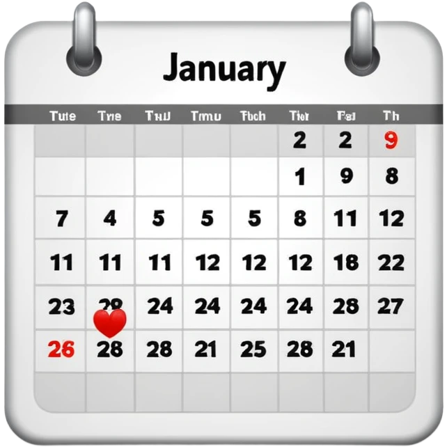 January 2026 calendar
 emoji