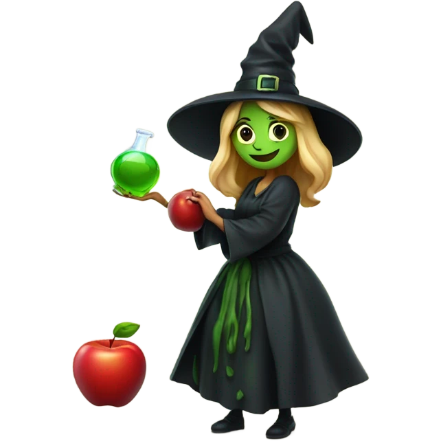 witch in Kitchen and apple poison emoji