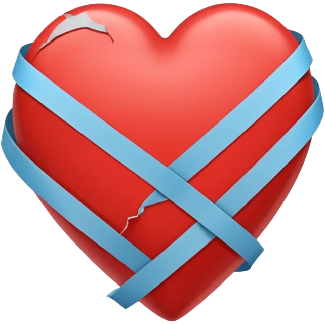Heart held together by tape, tape snapping emoji