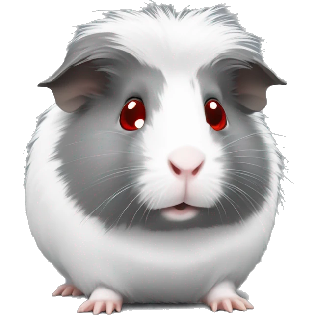 Fuzzy grey Guinea pig with white patches and red eyes  emoji