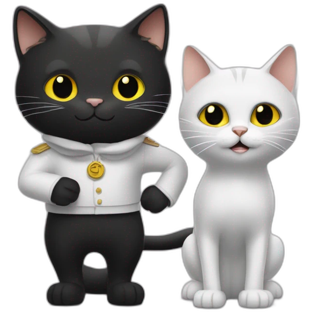 Un chat blanc et un chat noir se tenant la patte emoji