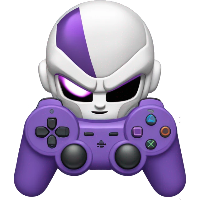 Purple Frieza holding a ps5 controller, iOS style emoji  emoji