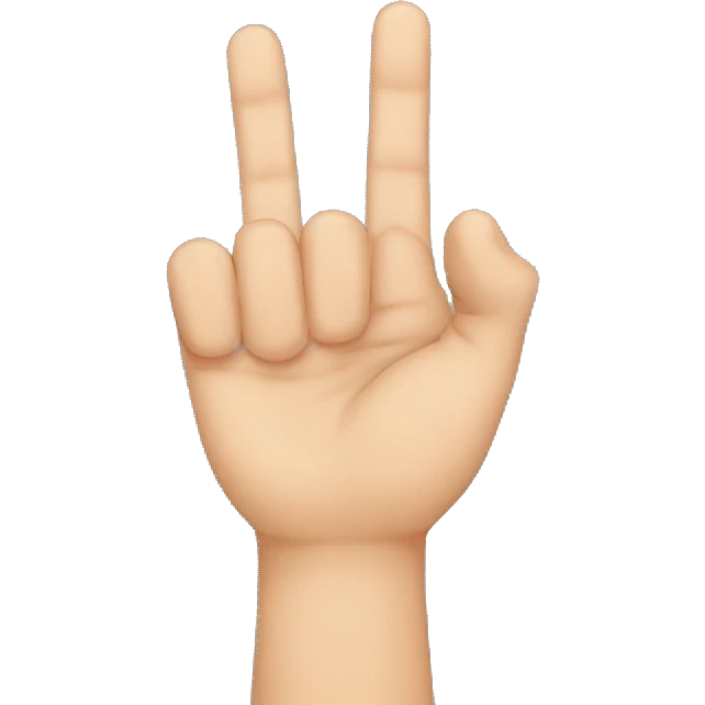 middle finger down, but all other fingers and up emoji