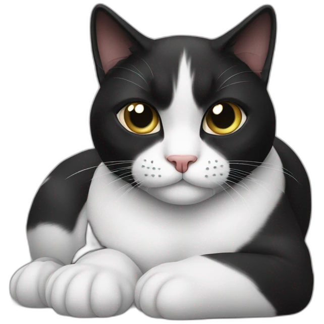 lazy black and white cat emoji