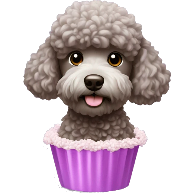 a brigadeiro with a poodle on top, on the lilac background emoji