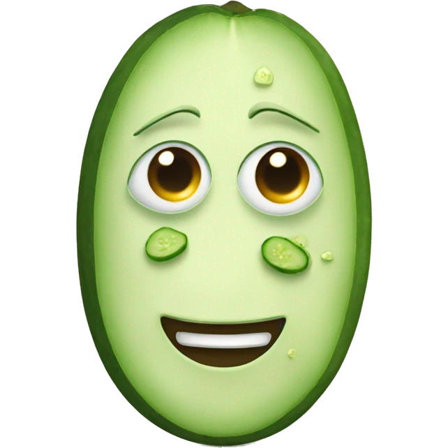 emoji with piece of cucumber in on eyes emoji