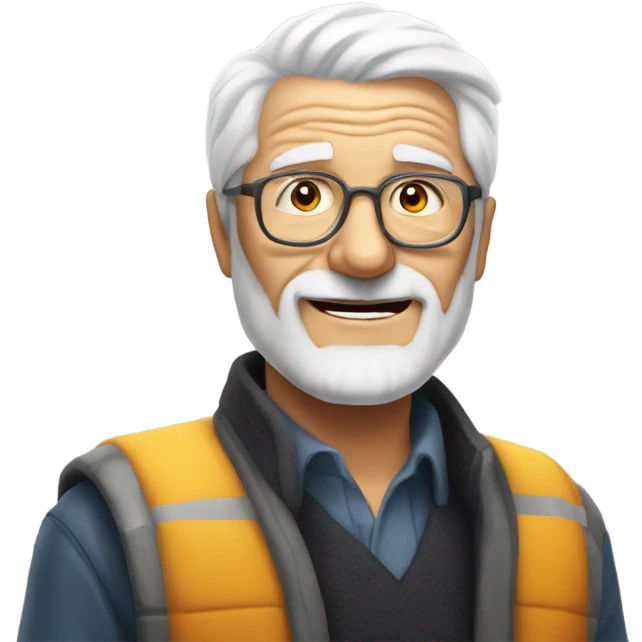 white haired old man portrait happy new year 2025 emoji