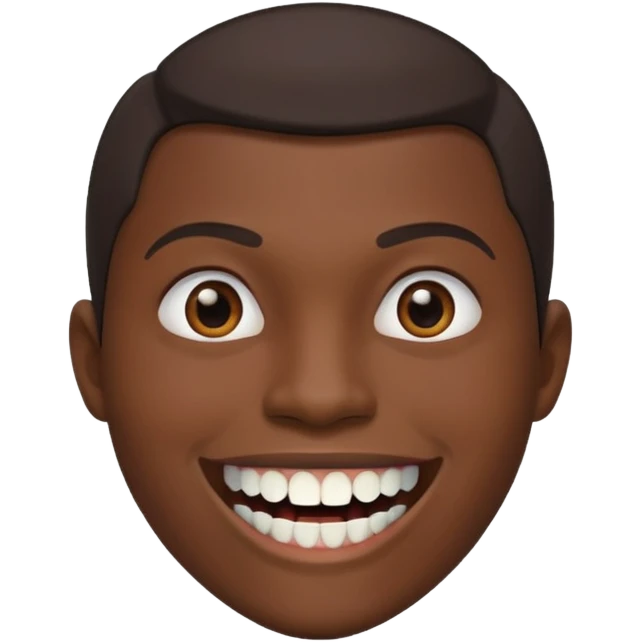 Smiling with teeth out and the teeth cover mouth and is sharp like triangles emoji