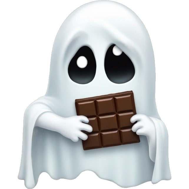 a ghost Holding a Chocolate bar emoji