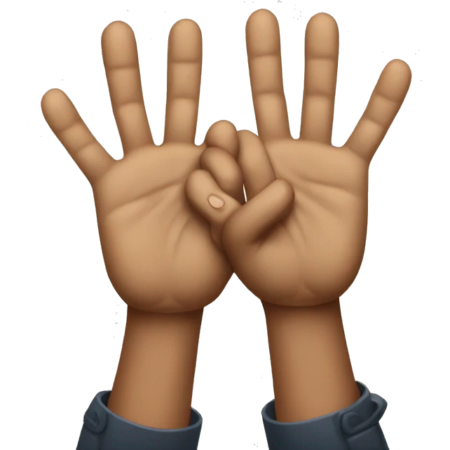 show both palms to express that you are not supposed to push the button emoji
