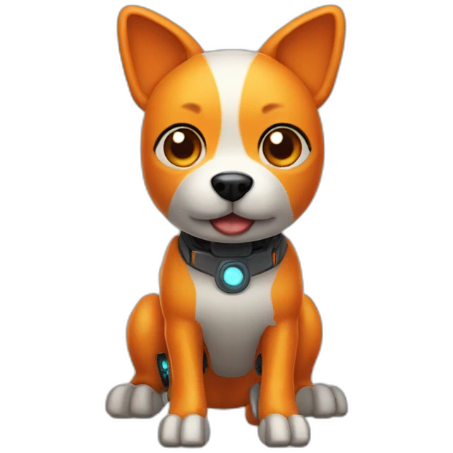 robotic animatronic tiny orange dog emoji